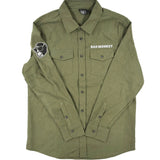 Bad Monkey Distressed Truck Logo Button Up Flannel