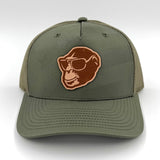 Leather Monkey Head Trucker Hat