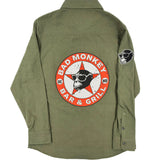 Bad Monkey Distressed Truck Logo Button Up Flannel