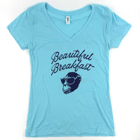 Bad Monkey Beautiful Breakfast Ladies V-neck Short sleeve T-shirt