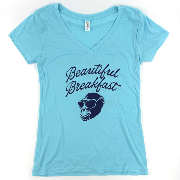 Bad Monkey Beautiful Breakfast Ladies V-neck Short sleeve T-shirt