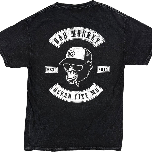 Bad Monkey Biker Patch Distressed Short Sleeve T-Shirt