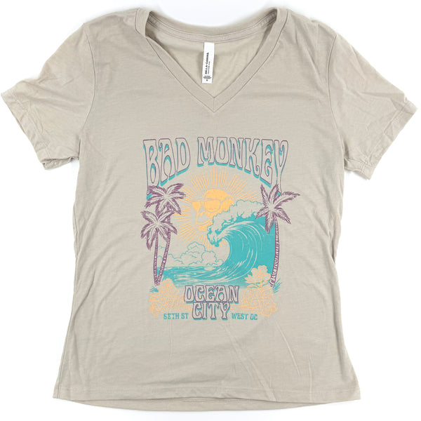 BillaMonkey Ladies V-Neck Short Sleeve T-shirt