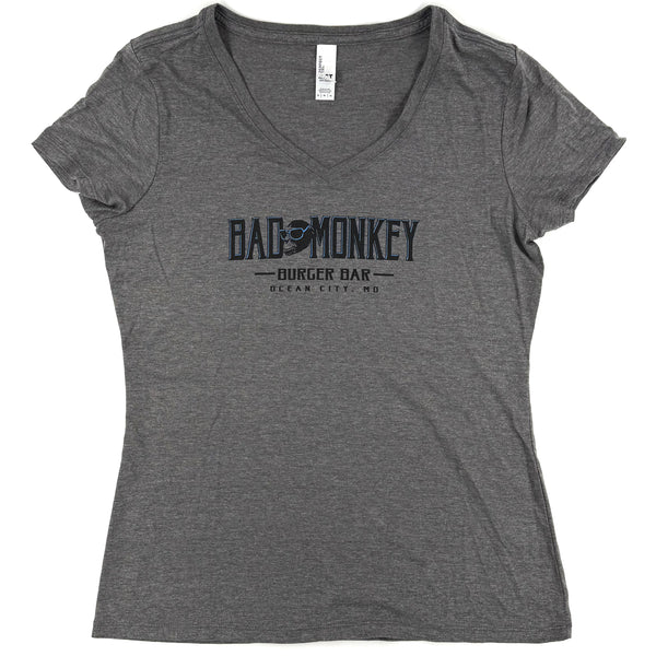 Bad Monkey Burger Bar Ladies V-Neck T-Shirt