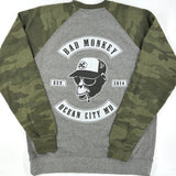 Bad Monkey Biker Patch CAMO Raglan Crew Sweatshirt